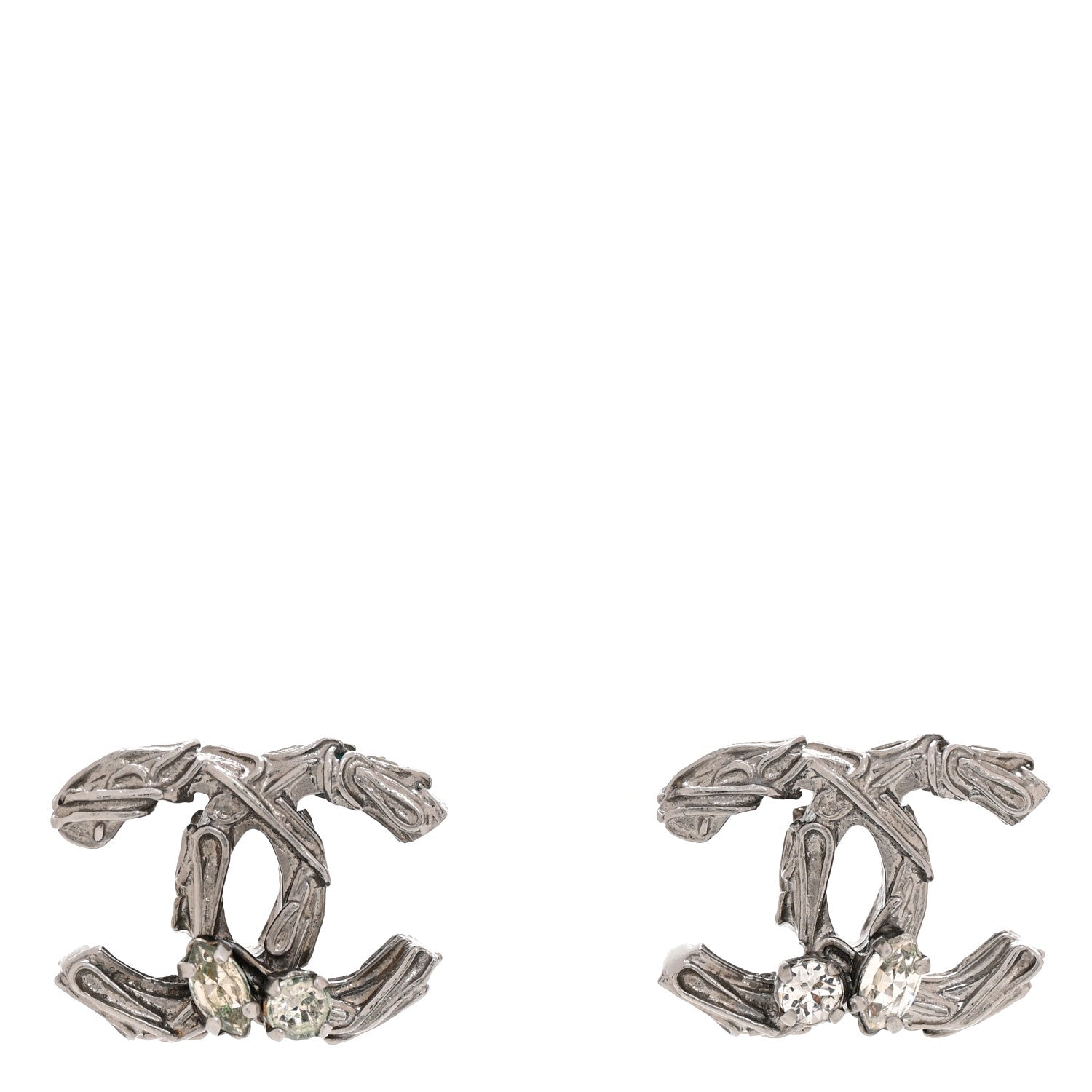 Chanel Crystal CC Earrings Silver 1 of 4