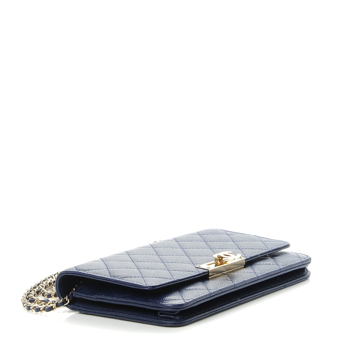Caviar Quilted Golden Class Wallet On Chain WOC Navy