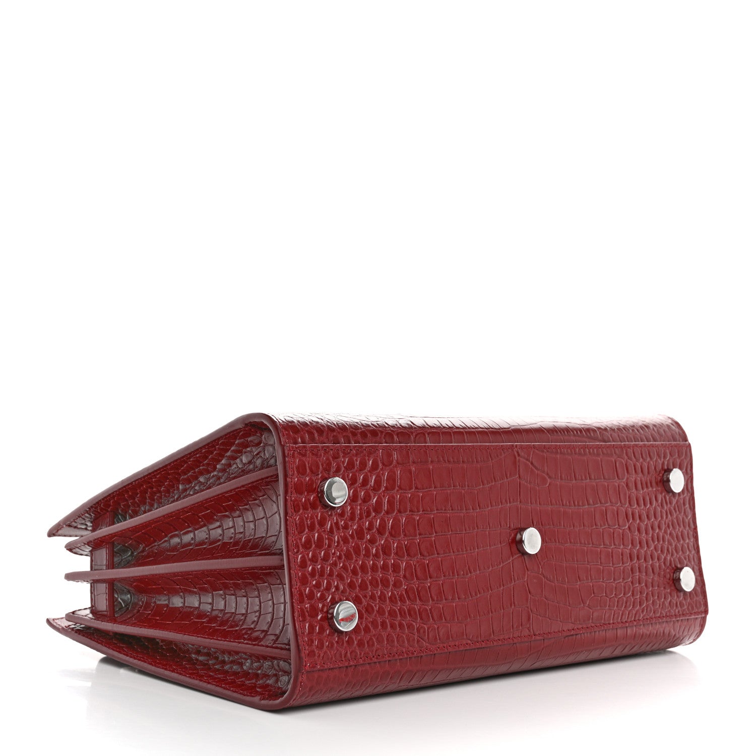 Saint Laurent Calfskin Crocodile Embossed Baby Sac De Jour Red 4 of 12
