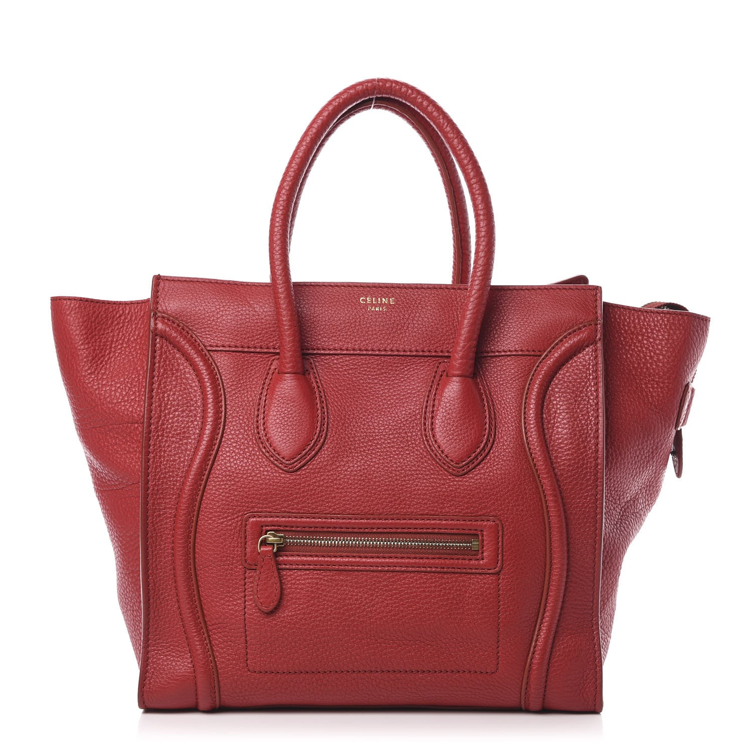 Celine Drummed Calfskin Mini Luggage Red 1 of 11