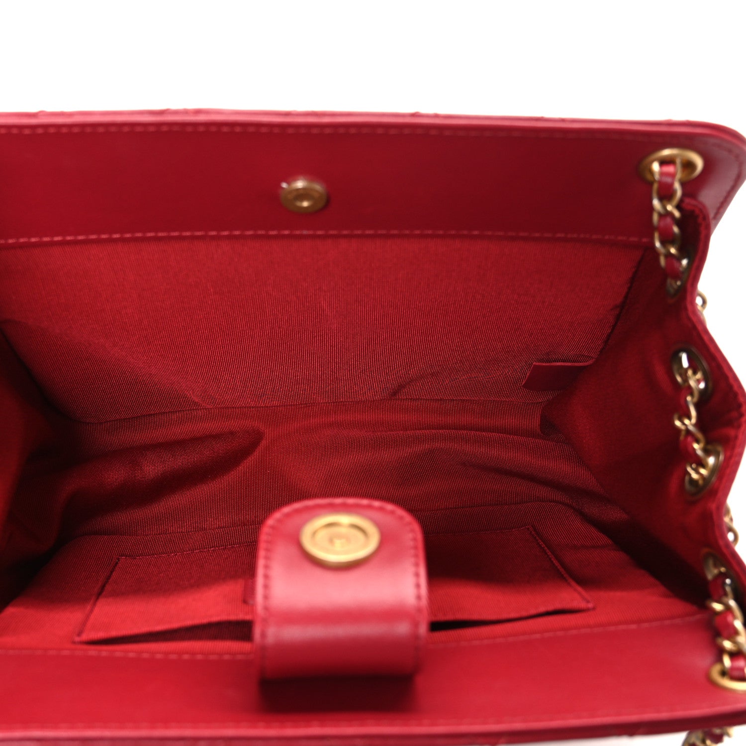Chanel Calfskin Quilted CC Chain Accordion Tote Red 5 of 10