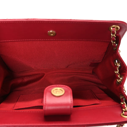 Chanel Calfskin Quilted CC Chain Accordion Tote Red 5 of 10