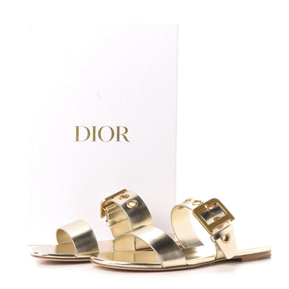 Christian Dior Laminated Calfskin D-Dior Slide Sandals 38 Pale Gold 8 of 8