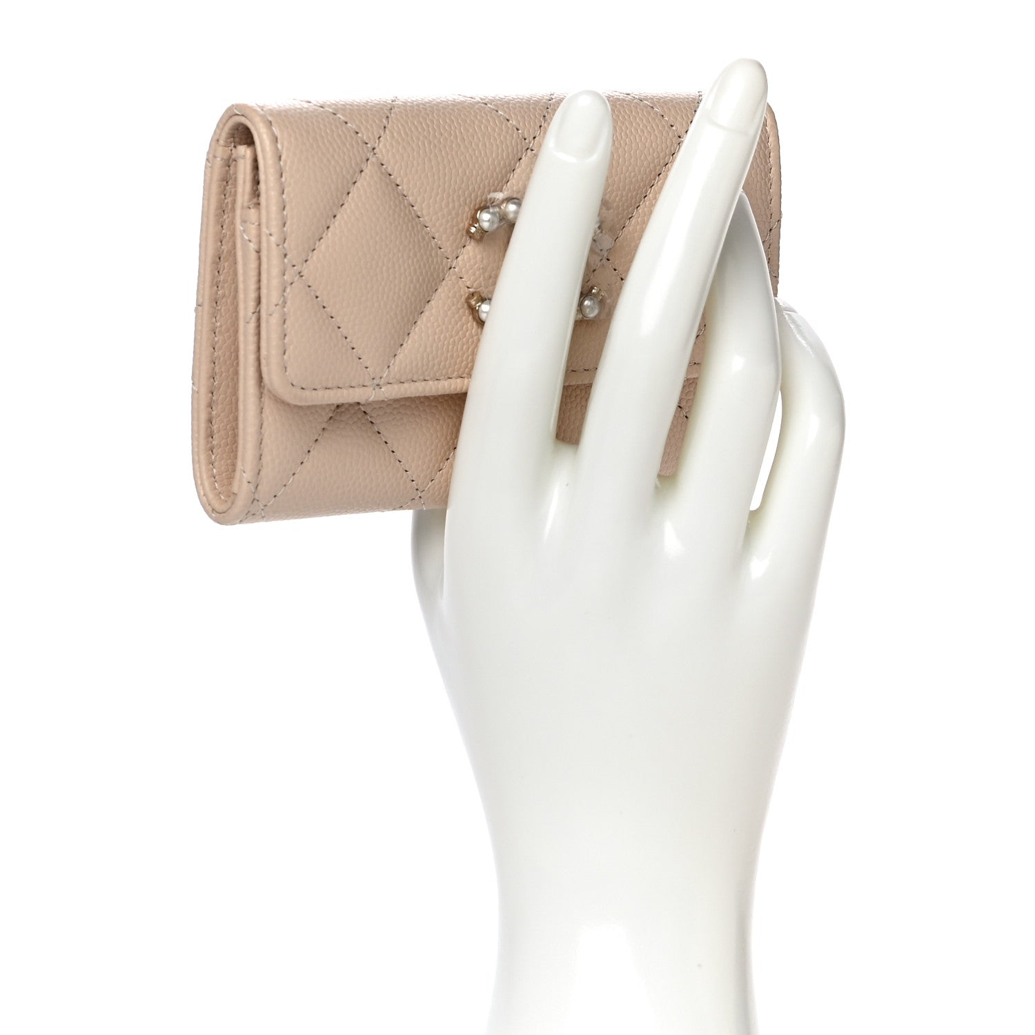 Chanel Caviar Pearl Quilted Coco Candy Flap Card Holder Beige 2 of 12