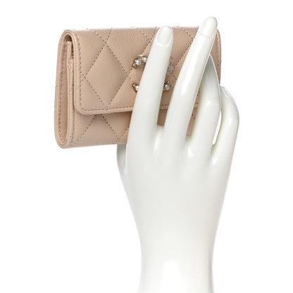 Chanel Caviar Pearl Quilted Coco Candy Flap Card Holder Beige 2 of 12