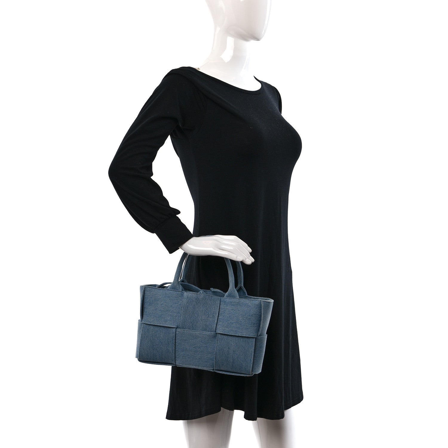 Bottega Veneta Denim Maxi Intrecciato Mini Arco Tote Blue 2 of 11