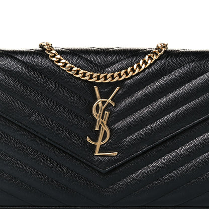 Saint Laurent Grain De Poudre Matelasse Chevron Monogram Chain Wallet Black 11 of 11