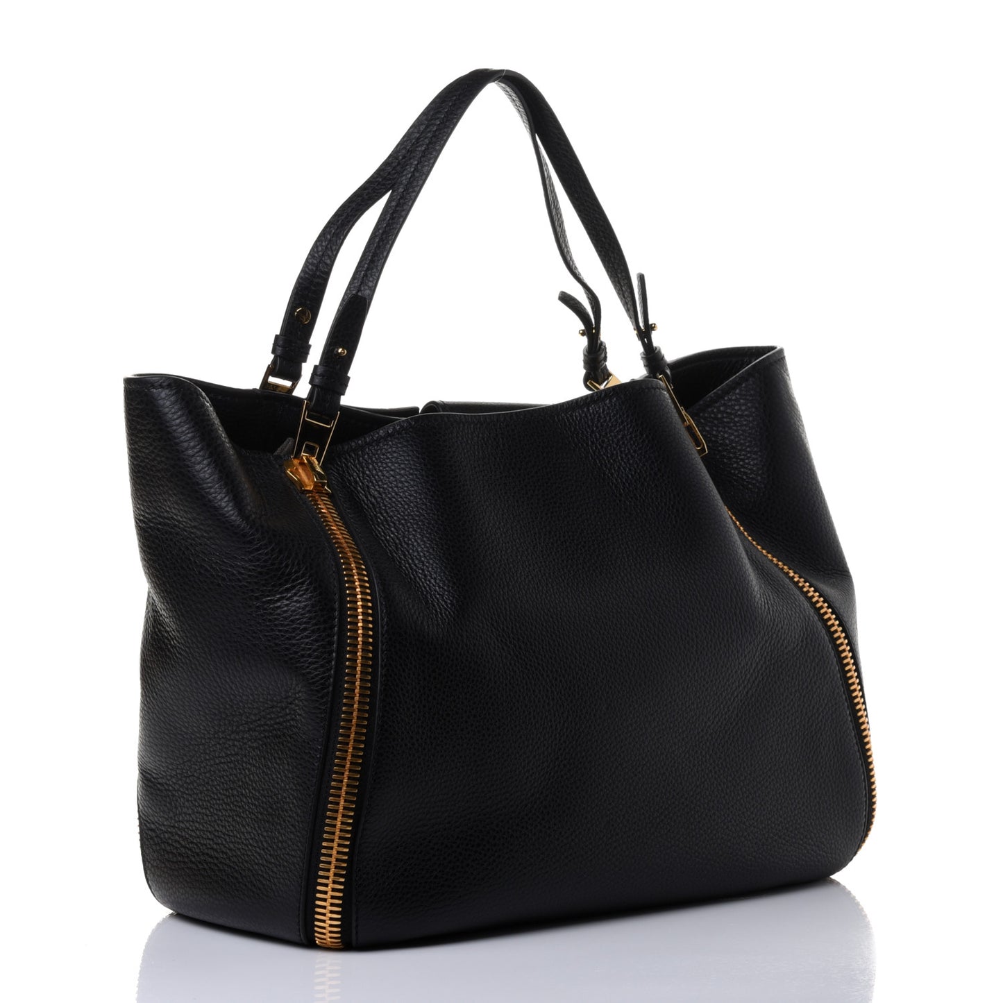 Grained Calfskin Sedgwick Medium Zipper Tote Black