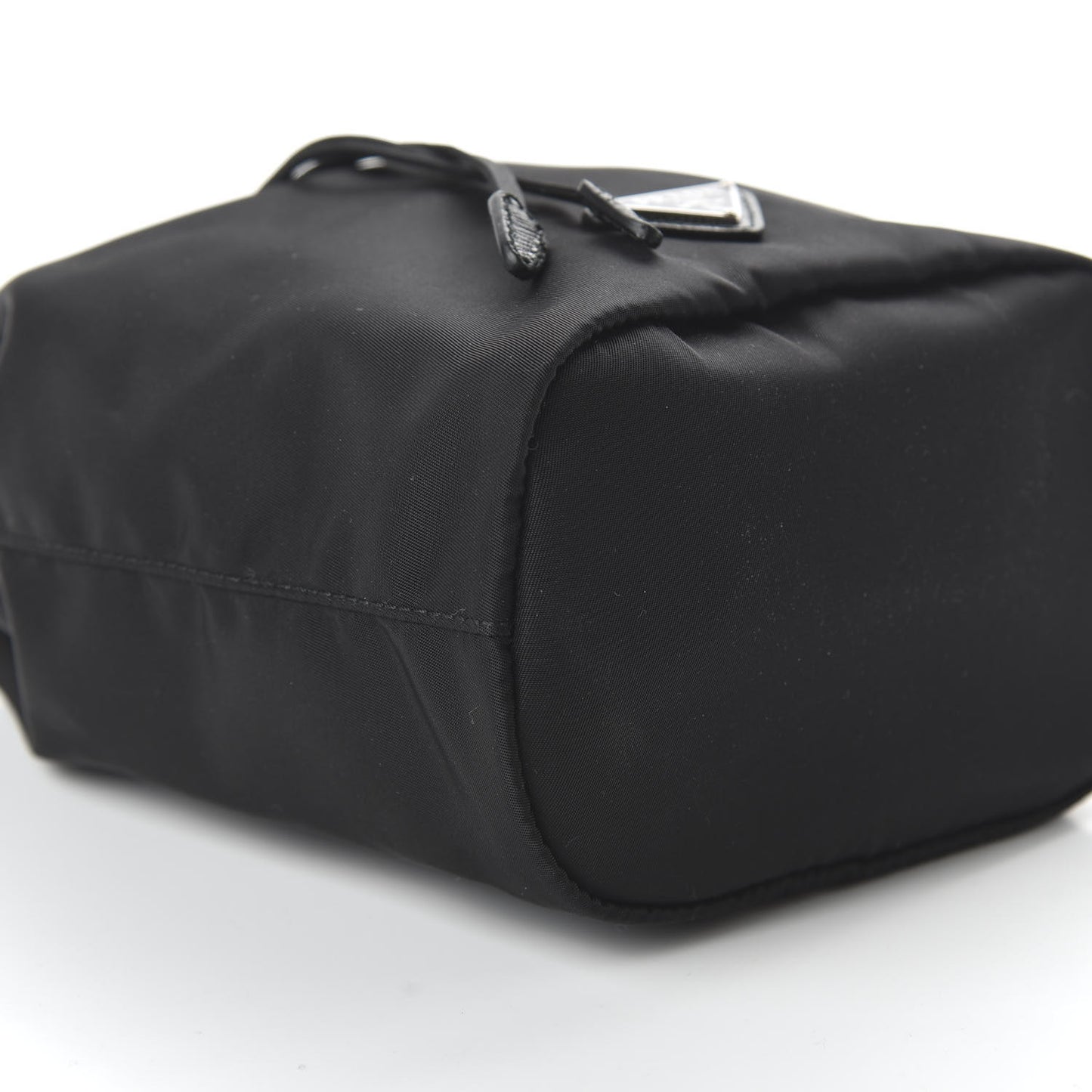 Saffiano Tessuto Nylon Vela Bucket Wristlet Black
