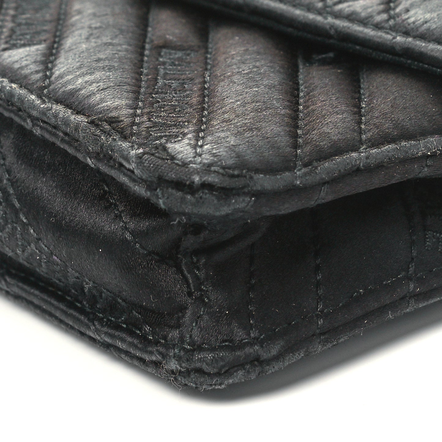 Satin Jacquard Logo Matelasse BB Wallet On Chain Black