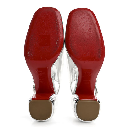 Christian Louboutin Specchio Minny Sling 70 Pump 38.5 Silver 6 of 11