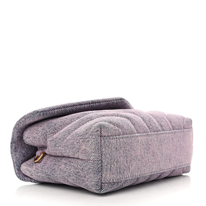 Saint Laurent Denim Y Quilted Monogram Toy Loulou Crossbody Bag Bleached Lilac 4 of 11