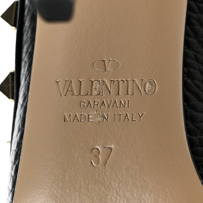 Valentino Garavani Pebbled Calfskin Rockstud Ankle Strap 100mm Pumps 37 Black 7 of 10