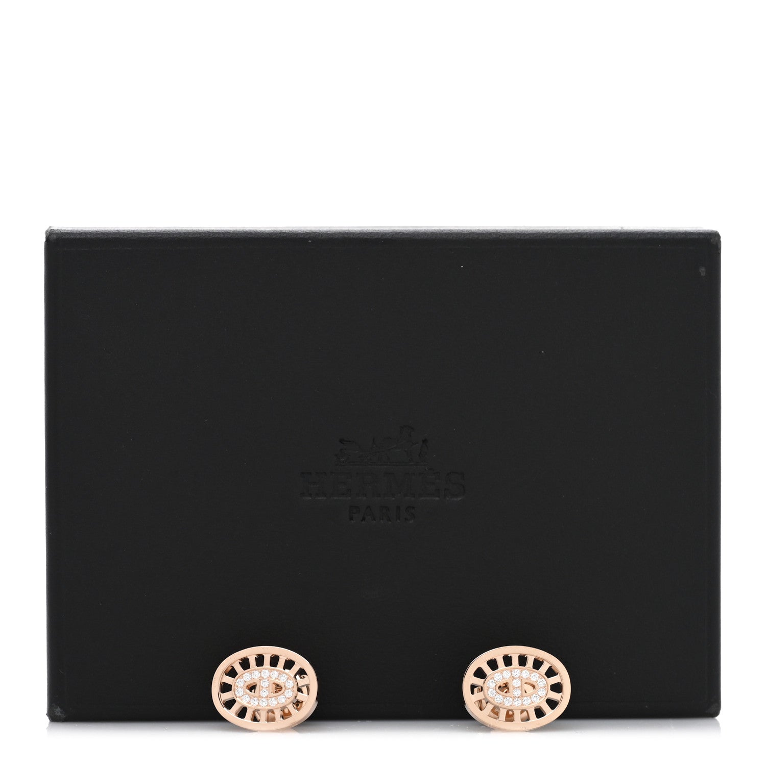 Hermes 18K Rose Gold Diamond Chaine d'Ancre Divine Stud Earrings 5 of 5