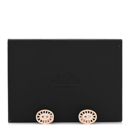 Hermes 18K Rose Gold Diamond Chaine d'Ancre Divine Stud Earrings 5 of 5