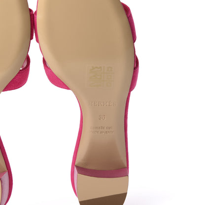 Hermes Suede Goatskin Oasis Sandals 36 Rose Fuchsia 8 of 9