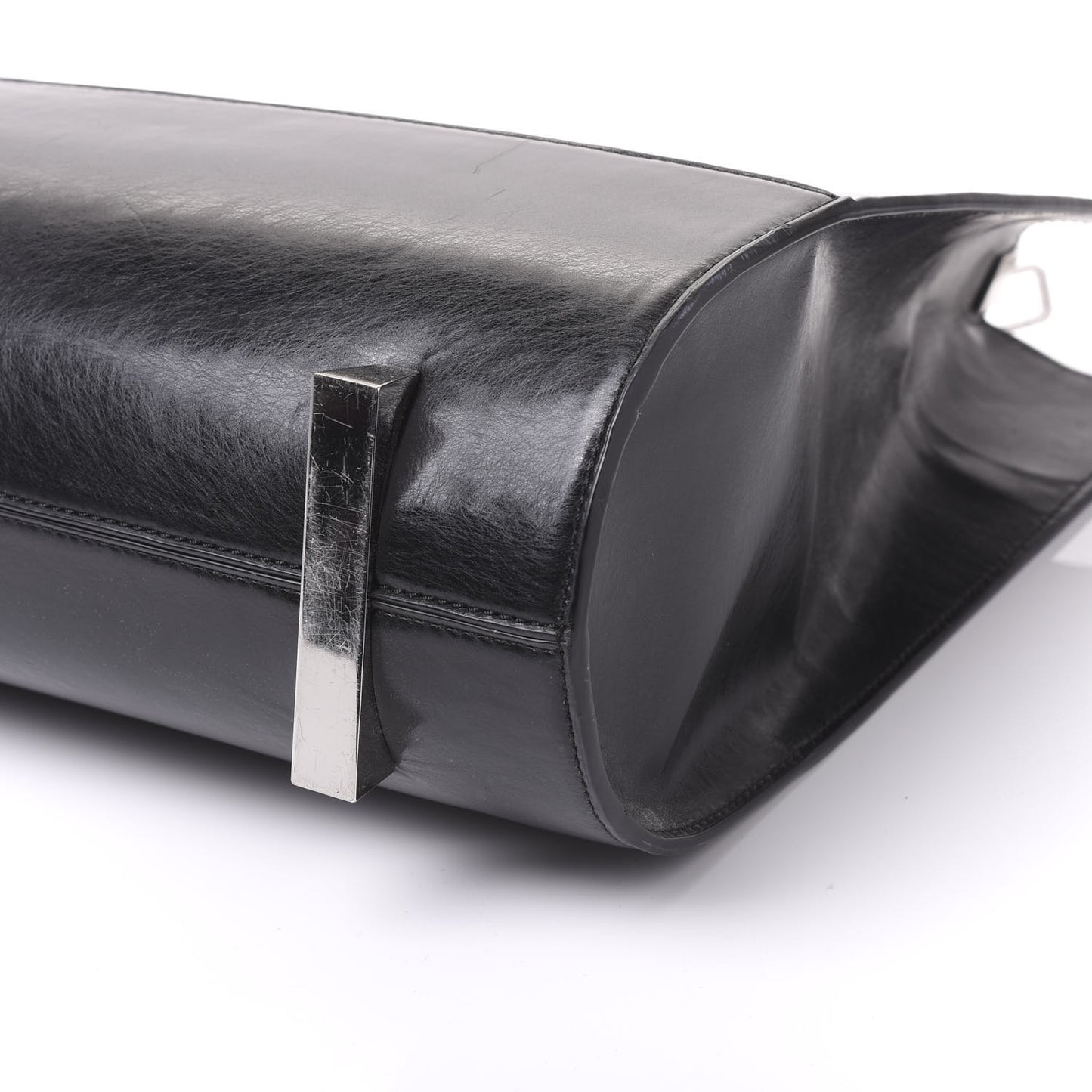 Metallic Laminated Calfskin Chastity Tote Silver