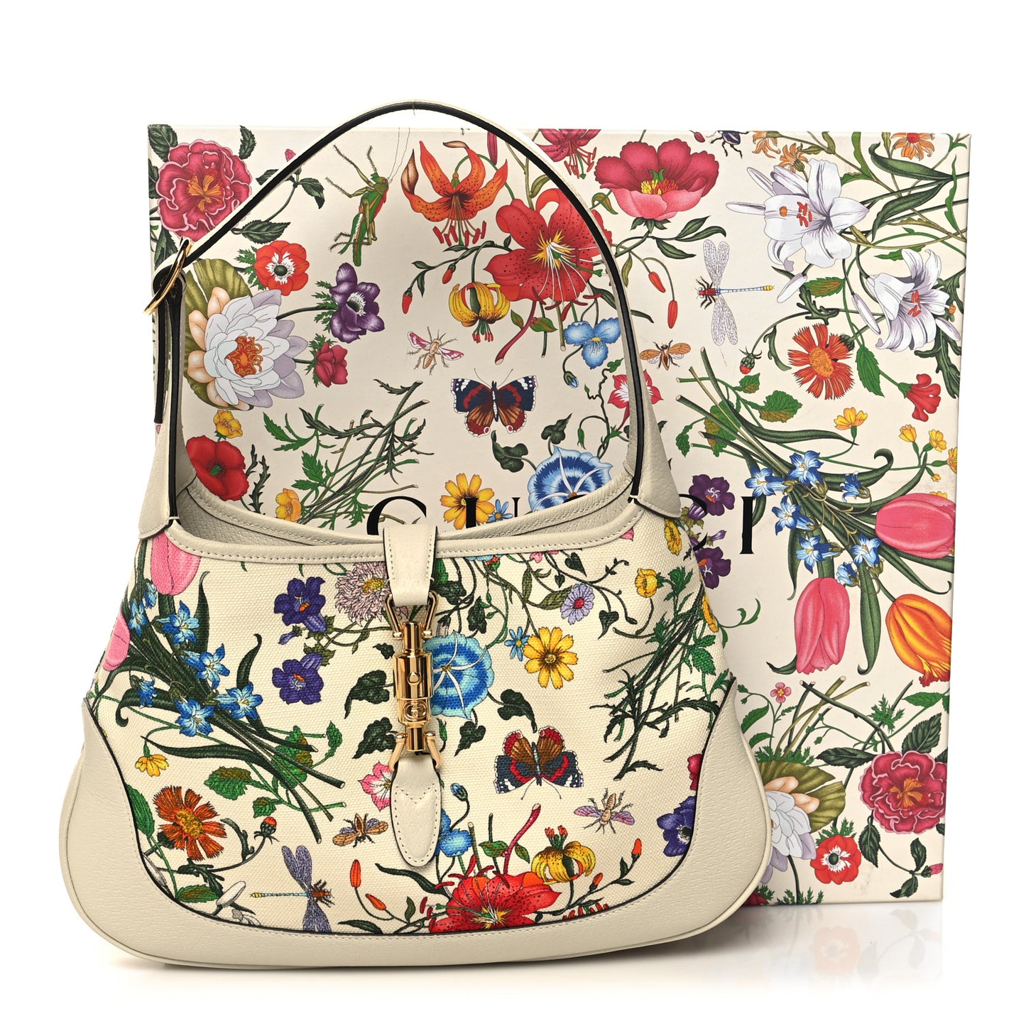 Canvas Flora Medium Jackie Hobo White