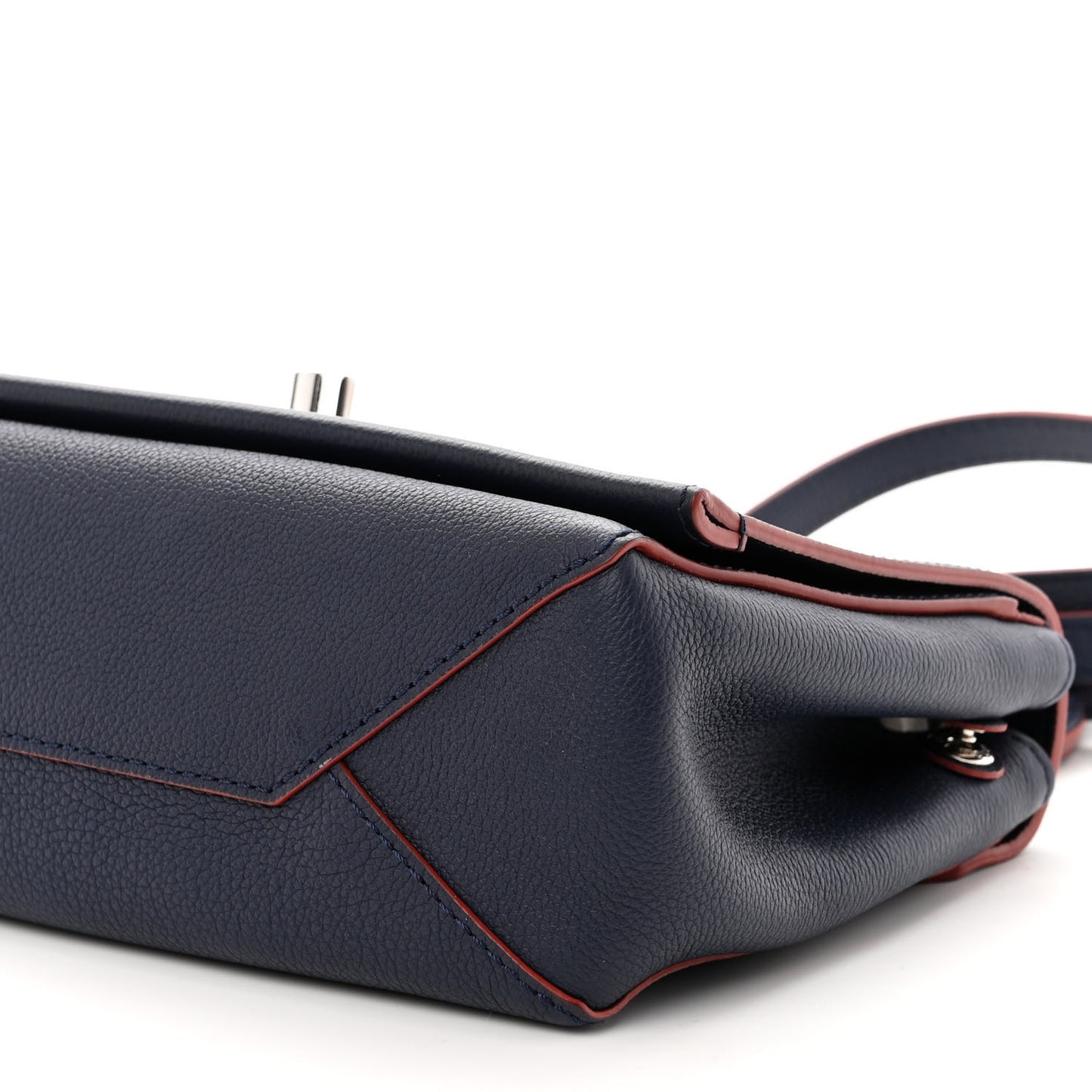 Calfskin Lockme II Chain Bag BB Marine Rouge