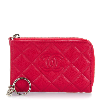 Chanel Caviar Quilted Diamond CC Key Holder Case Dark Pink 1 of 7
