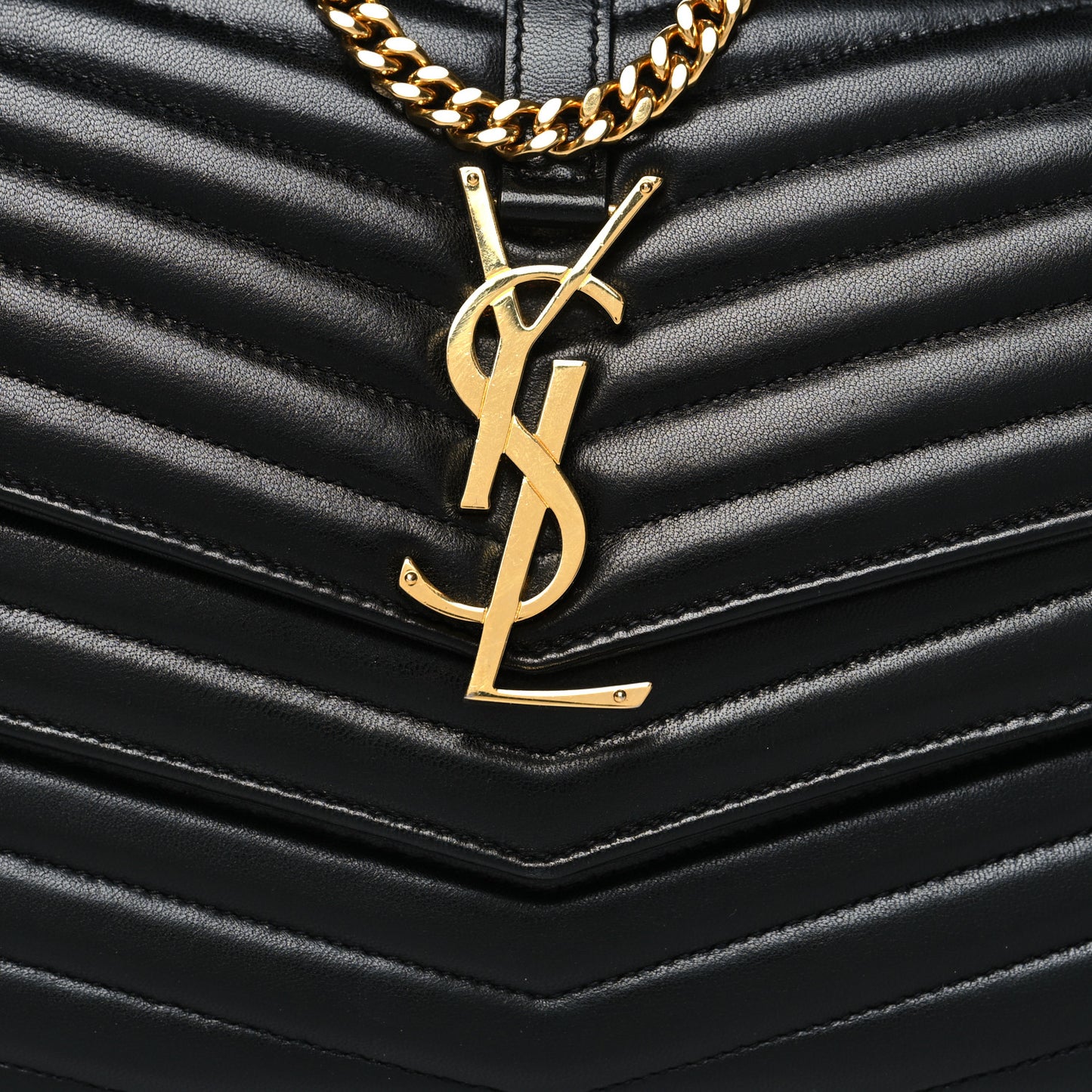 Lambskin Matelasse Chevron Monogram Sulpice Chain Wallet Black