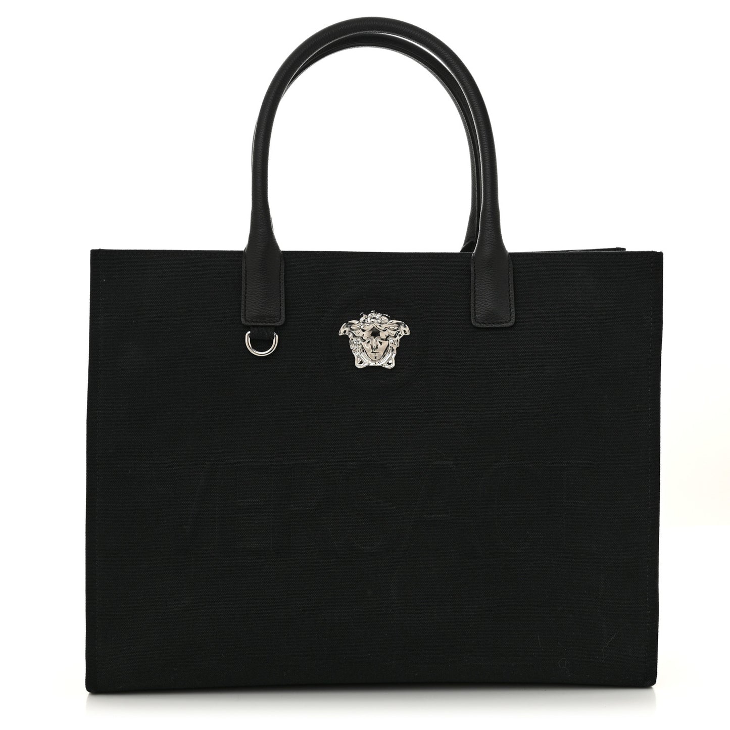 Canvas Calfskin Large La Medusa Tote Bag Black