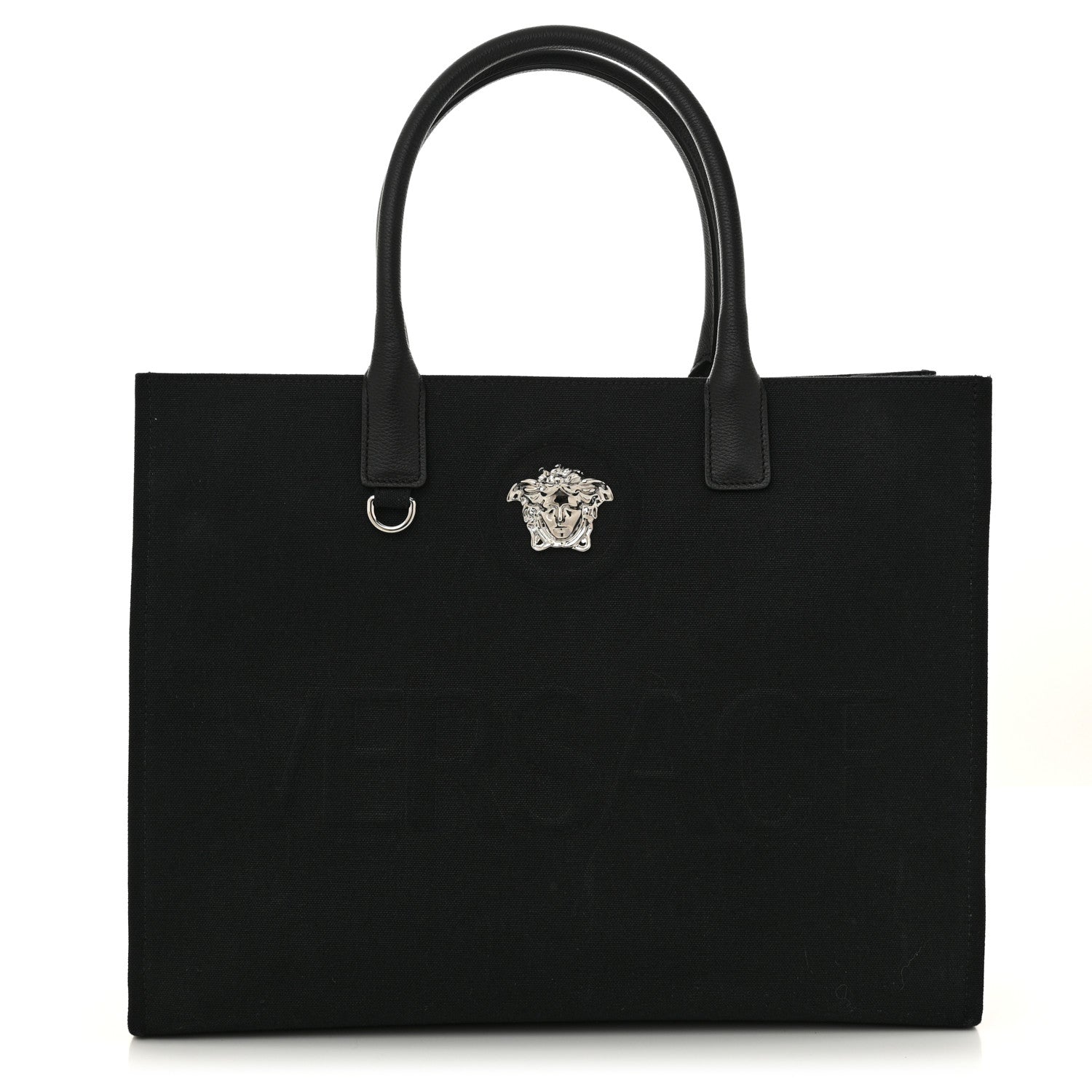 Versace Canvas Calfskin Large La Medusa Tote Bag Black 1 of 12