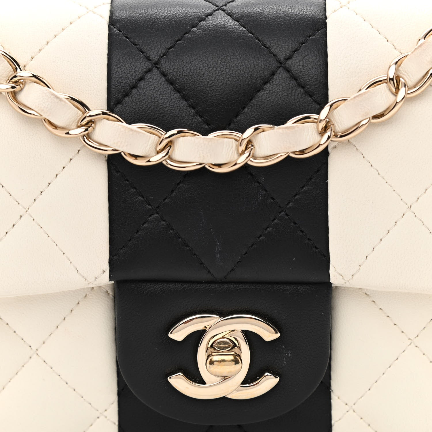 Chanel Lambskin Quilted Mini Rectangular Flap White Black 9 of 14