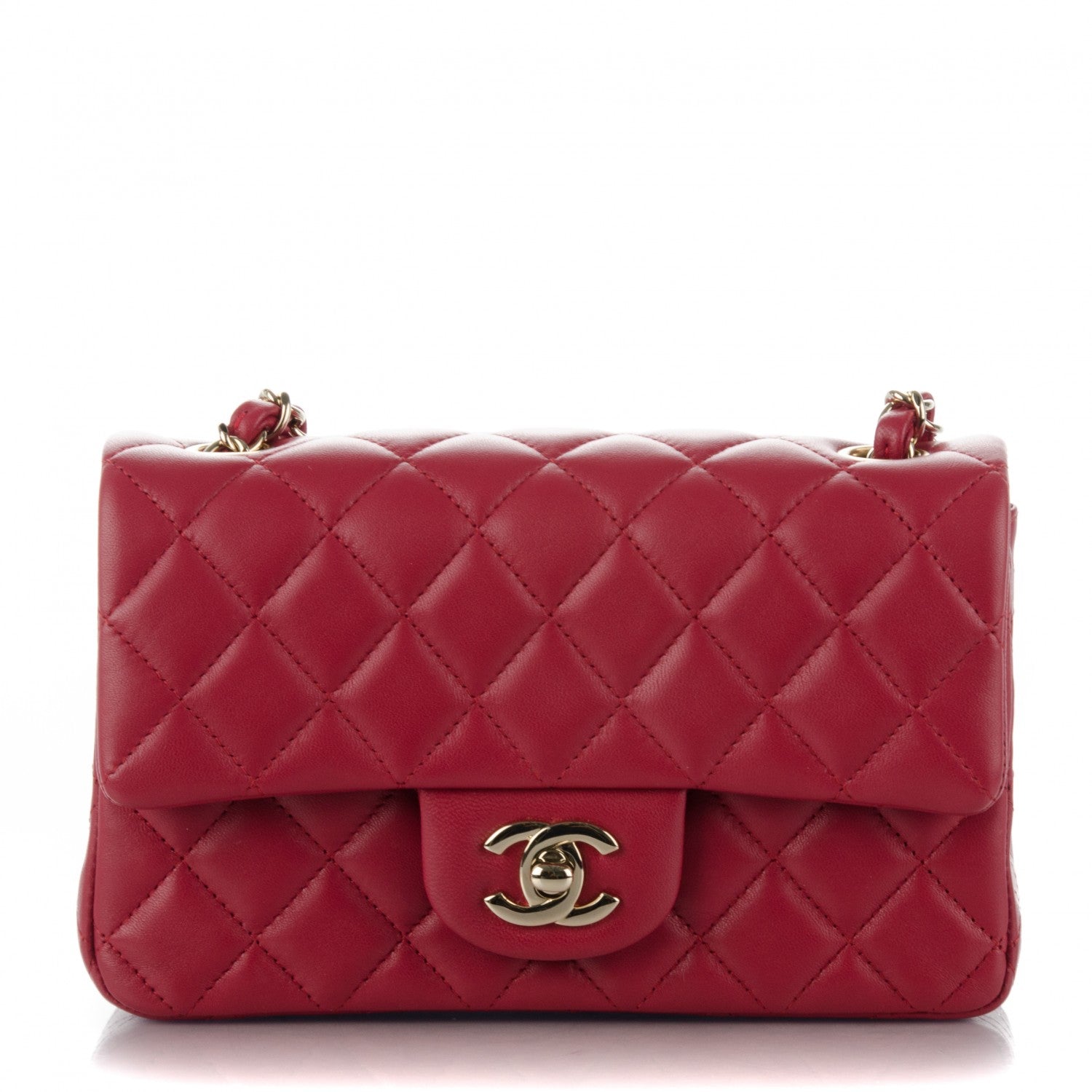 Chanel Lambskin Quilted Mini Rectangular Flap Dark Pink 1 of 7