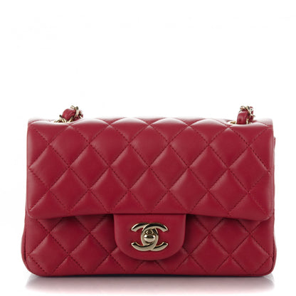 Chanel Lambskin Quilted Mini Rectangular Flap Dark Pink 1 of 7