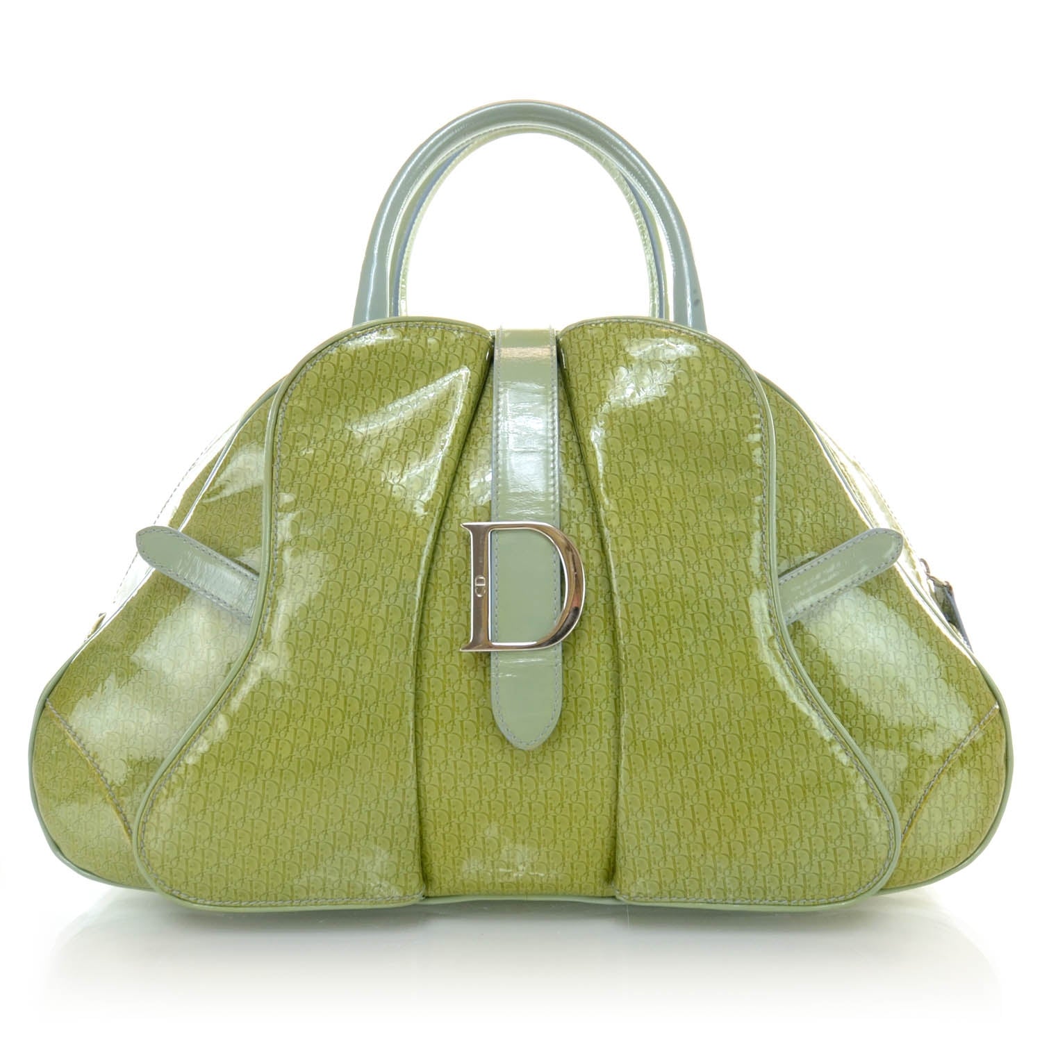 Christian Dior Patent Saddle Bowler Green 1 of 7