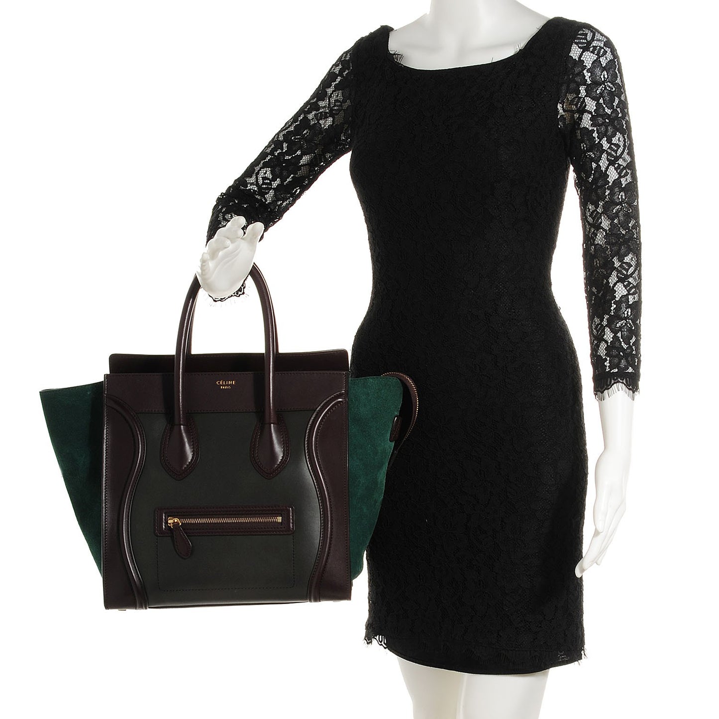 Smooth Calfskin Suede Mini Tri-Color Luggage Burgundy