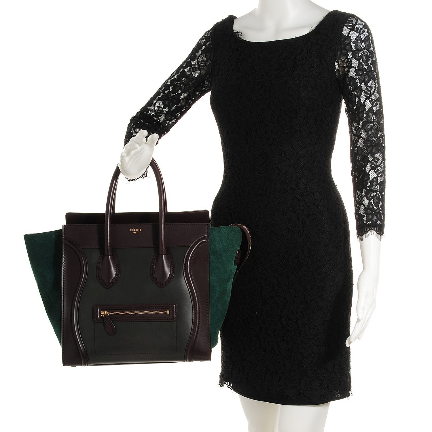 Celine Smooth Calfskin Suede Mini Tri-Color Luggage Burgundy 2 of 7