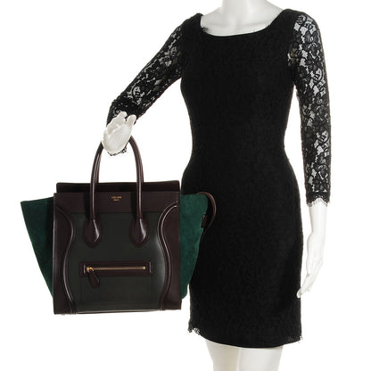 Celine Smooth Calfskin Suede Mini Tri-Color Luggage Burgundy 2 of 7