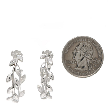 Tiffany Sterling Silver Paloma Picasso Olive Leaf Hoop Earrings 2 of 4