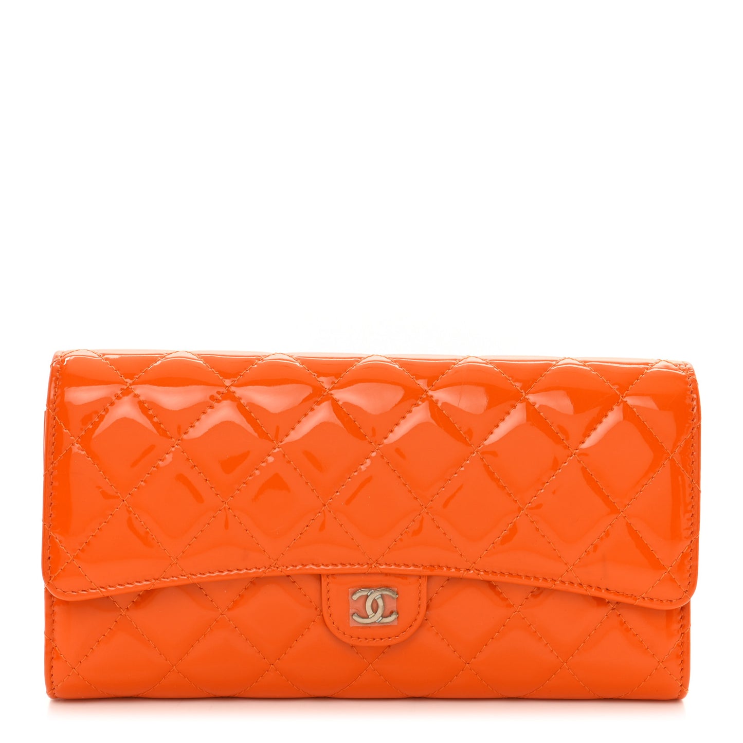 Patent Quilted Travel Wallet Orange