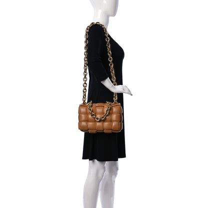 Bottega Veneta Lambskin Maxi Intreccio Padded Chain Cassette Crossbody Bag Caramel 3 of 9