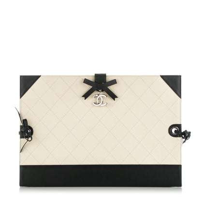 Chanel Caviar Stitched Bowtie Drawing Portfolio Dark White Black 1 of 6