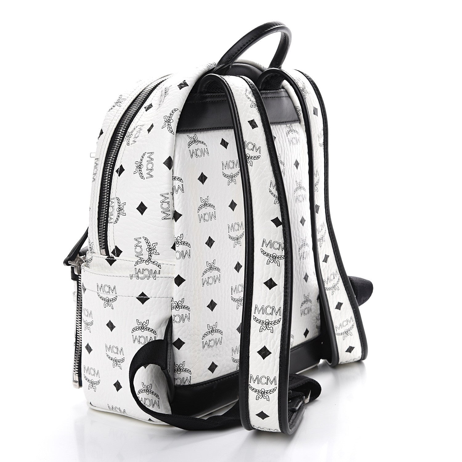 MCM Visetos Studded Small Dual Stark Backpack White 3 of 11