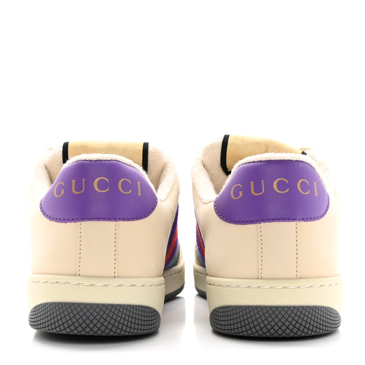 Calfskin Lame GG Monogram Web Womens Screener Sneakers 36.5 Blue Silver Dusty Milk Shine Purple