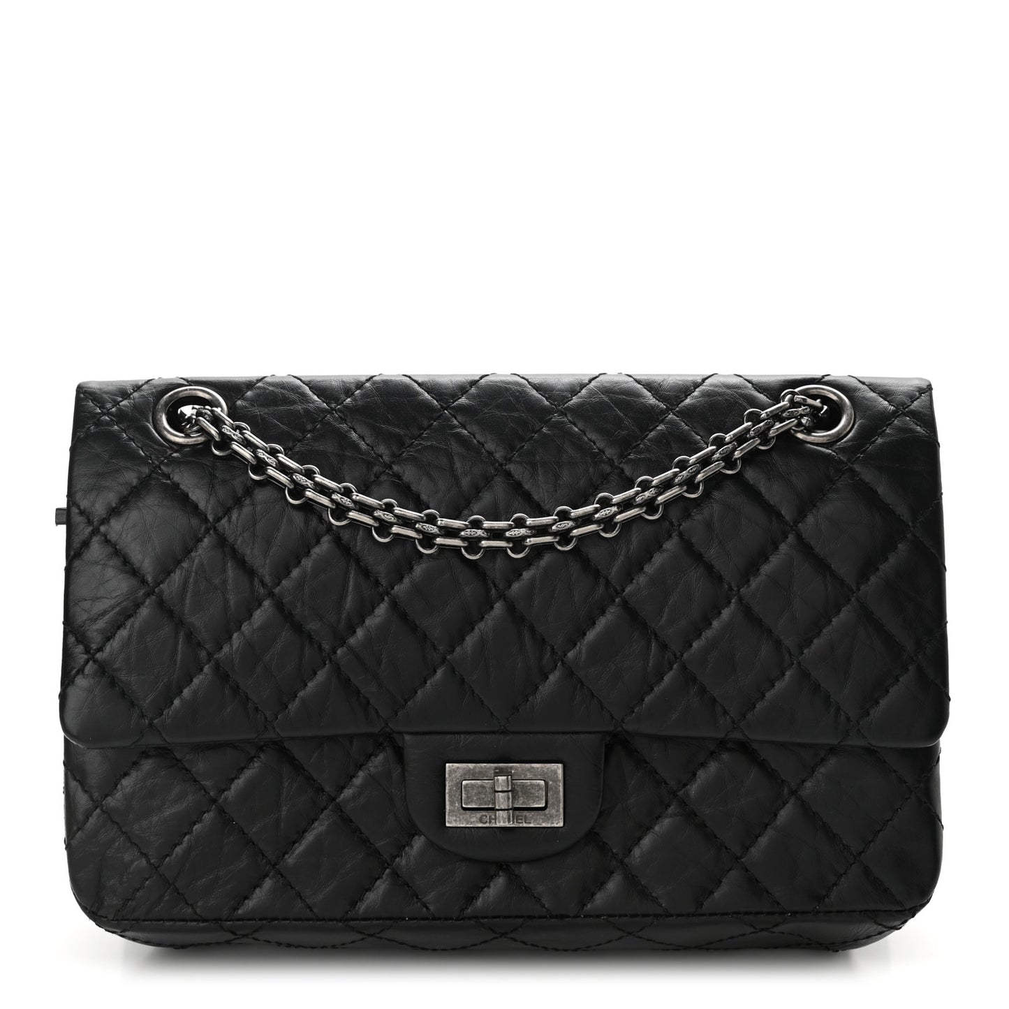 Aged Calfskin Quilted 2.55 Reissue 225 Flap Black