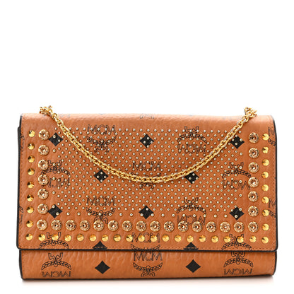 MCM Visetos Studded Chain Wallet Cognac 1 of 14