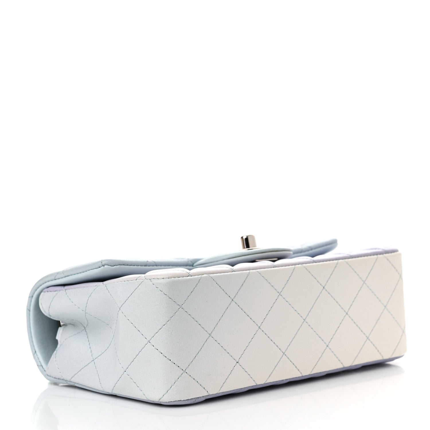 Chanel Perforated Lambskin Quilted Mini Rectangular Flap Light Blue Light Purple White 4 of 11
