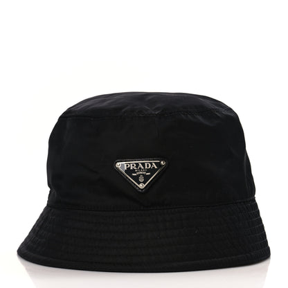 Prada Re-Nylon Metal Triangle Logo Mens Bucket Hat XL Black 2 of 7