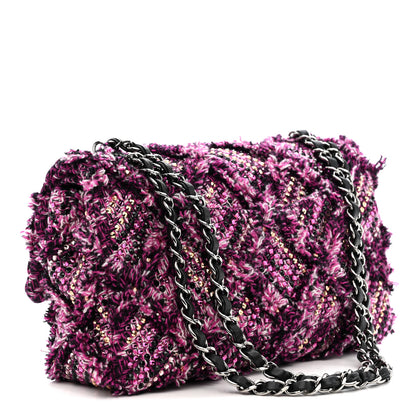 Chanel Crystal Tweed Quilted Medium Double Flap Purple Multicolor 3 of 20