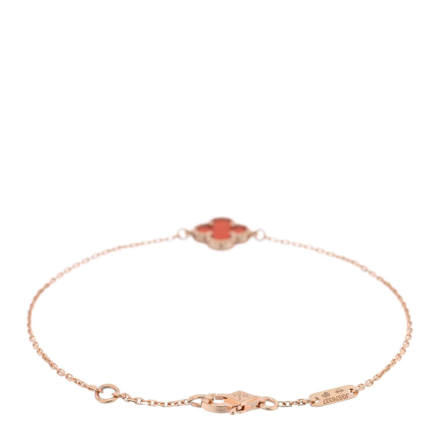 Van Cleef & Arpels 18K Rose Gold Carnelian Sweet Alhambra Bracelet 2 of 4