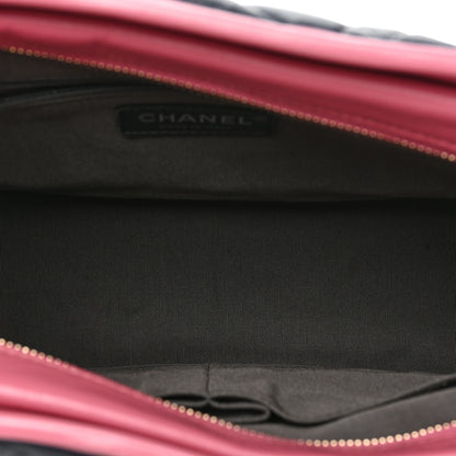 Chanel Aged Calfskin Chevron Quilted Medium Gabrielle Hobo Navy Black Pink 5 of 9