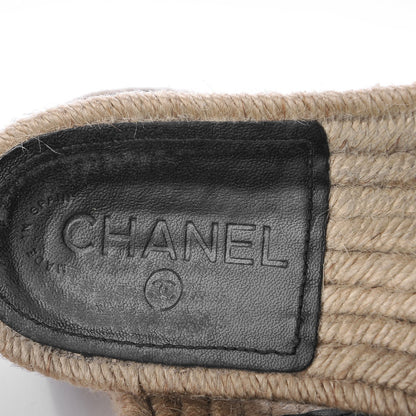 Chanel Calfskin Gripoix CC Espadrille Slip On Sandals 39 Black 10 of 13