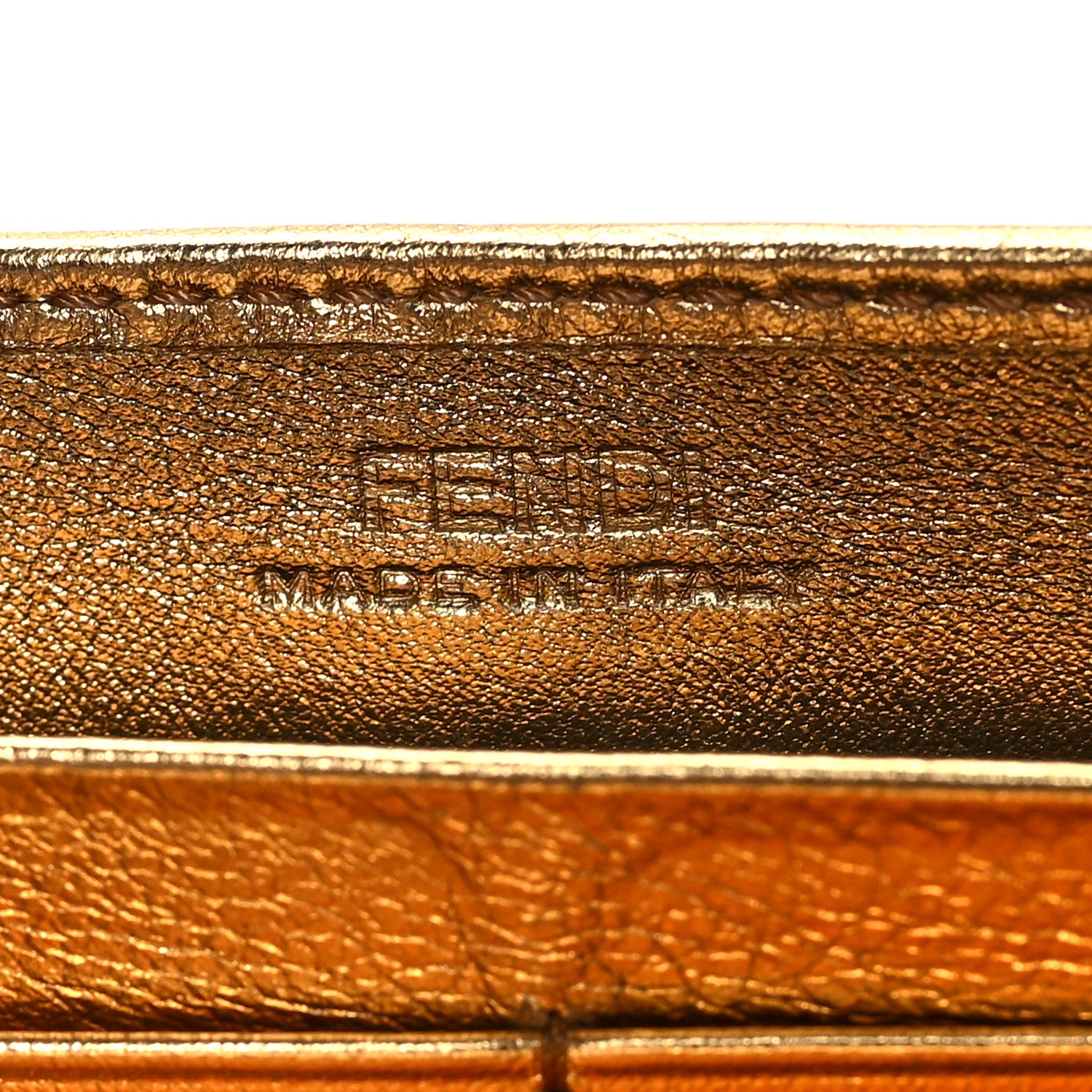 Fendi Vitello Catalan Mirror FF 1974 Embossed Continental Wallet Gold 6 of 9