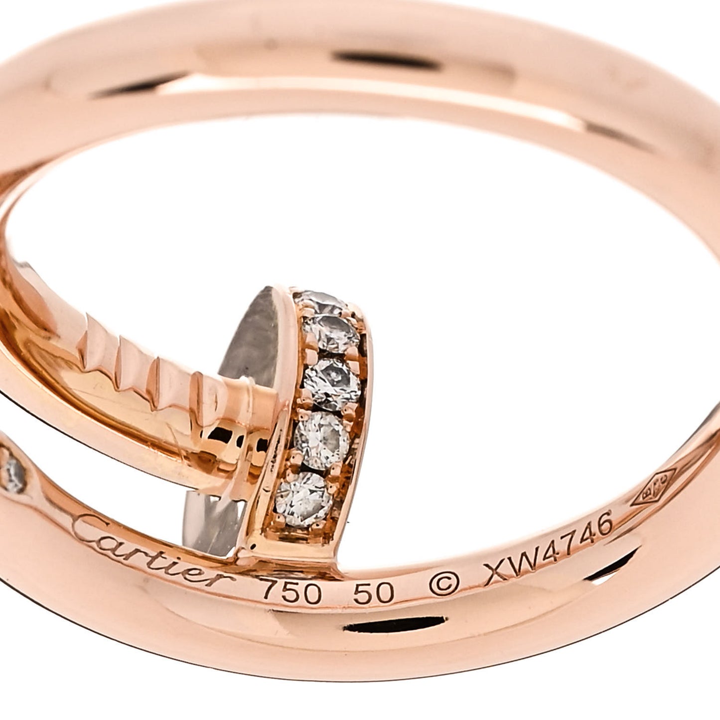 18K Pink Gold Diamond Juste Un Clou Ring 50 5.25
